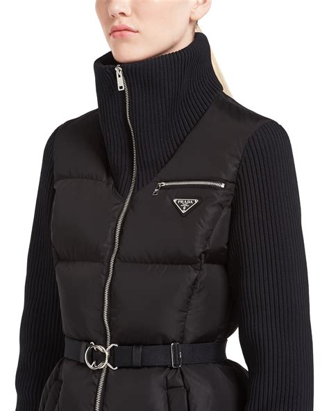 prada womens puffer jacket|prada nylon jacket women's.